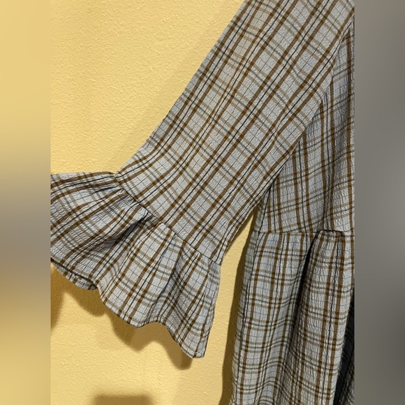 QED London Blue Plaid Long Sleeve Dress - Picture 5 of 6